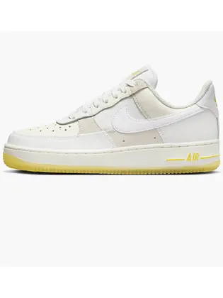 Кросівки Nike Air Force 1 Low '07 UV Reactive Patchwork White Multicolor Yellow (W), білий з жовтим