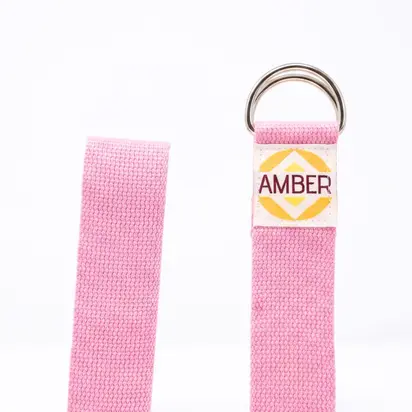 Ремінь для йоги з D-пряжкою Amber рожевий 183×3.8 см