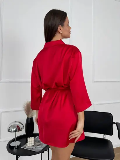 Класичний шовковий халат для дому, рожевий