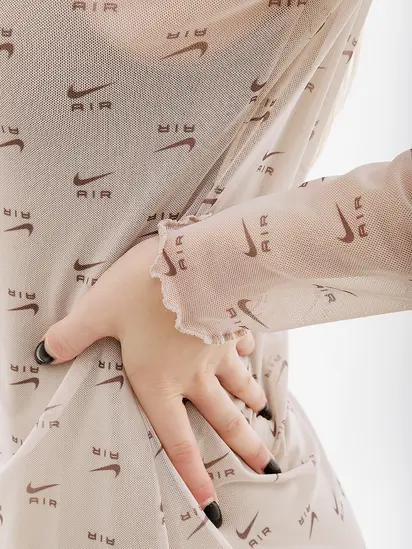 Сукня Nike W NSW AIR AOP MESH LS DRESS, бежевий