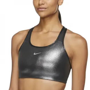 Топ Nike W NK SWOOSH ICNCLSH SHMR BRA, чорний з сріблястим