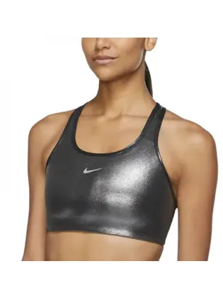 Топ Nike W NK SWOOSH ICNCLSH SHMR BRA, чорний з сріблястим