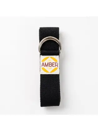 Ремінь для йоги з D-пряжкою Amber чорний 183×3.8 см
