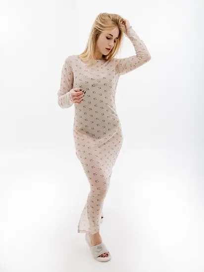 Сукня Nike W NSW AIR AOP MESH LS DRESS, бежевий