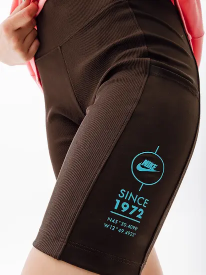 Шорти Nike W NSW TIGHT SHORT RIB SU, коричневий