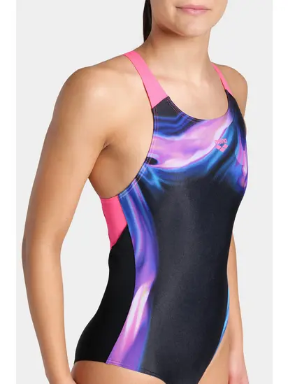Купальник Arena DREAMHLINE SWIMSUIT V BACK, чорний з рожевим