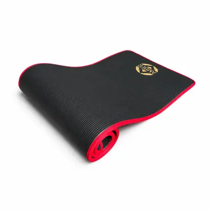 Килимок для фітнесу та пілатесу Urban Fit Canvas чорний з червоною окантовкою 183×61×1.5 см Amber