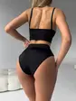 Купальник з топом та високими трусиками, чорний без push up