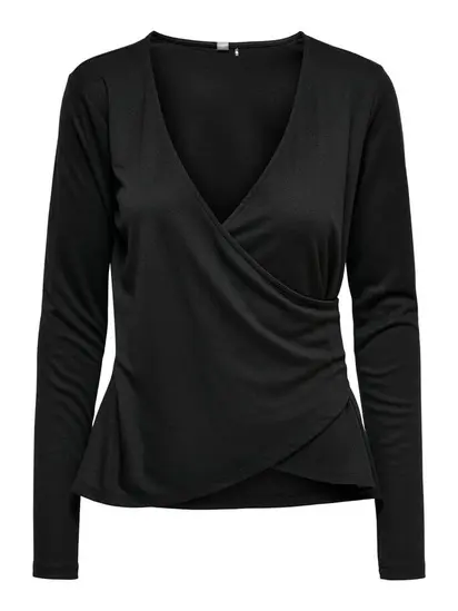 Топ із запахом ONPNORI LS WRAP TOP Only Play L Чорний