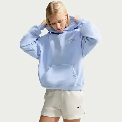 Толстовка Nike W STDO FLC OS PO HDY GLS, блакитний