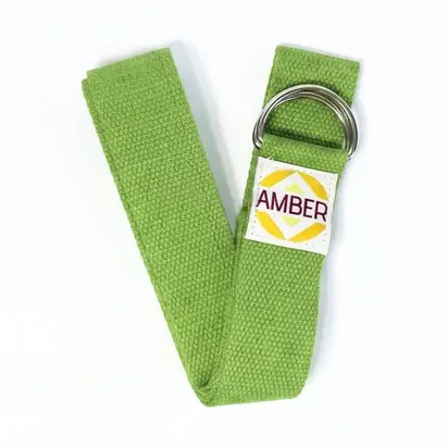 Ремінь для йоги з D-пряжкою Amber зелений 183×3.8 см